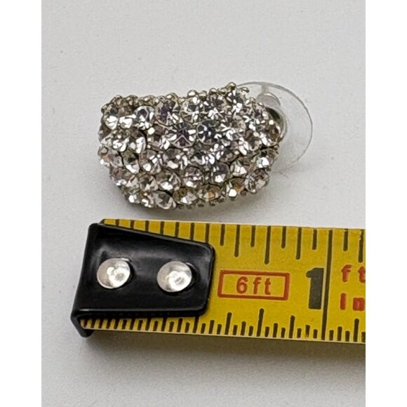 Vintage Rhinestone Stud Earrings with Silver Tone Setting Sparkly - Picture 3 of 6